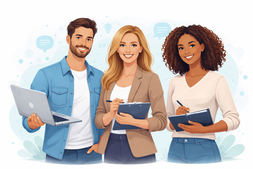 Multi-voice LinkedIn marketing strategy showing founder, operator, and customer-facing expert building authority together