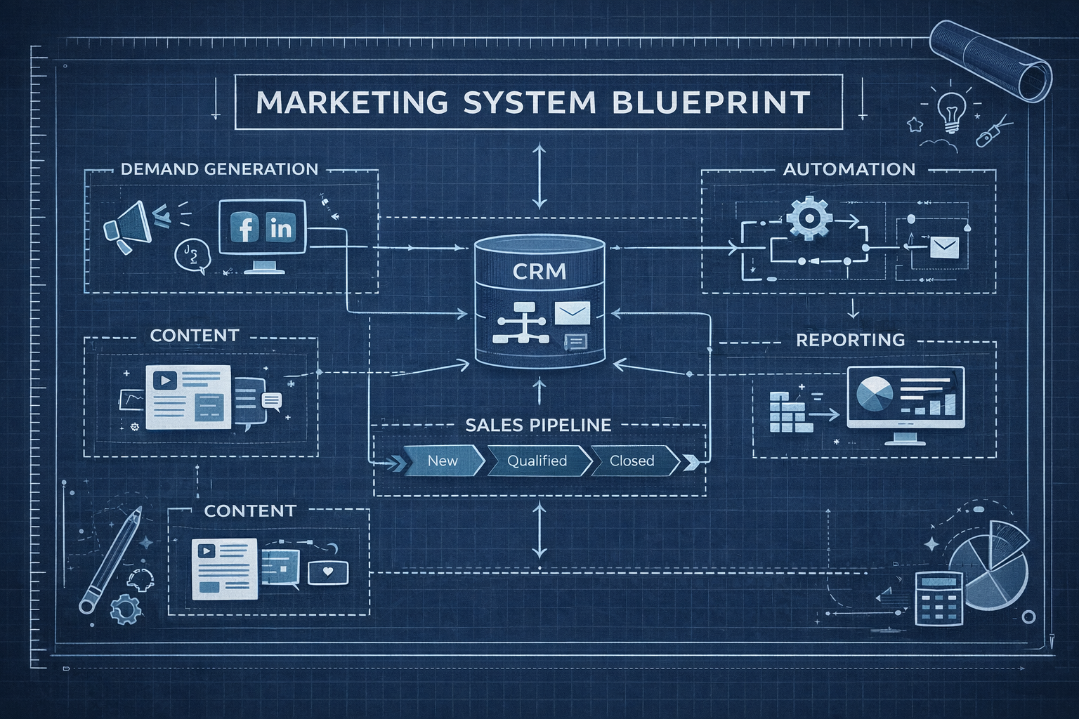 B2B marketing system blueprint diagram