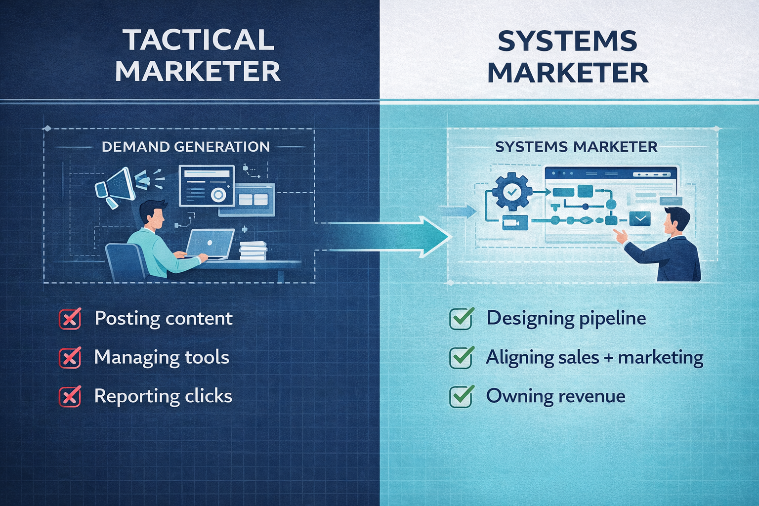 Tactical marketer B2B systems role illustration