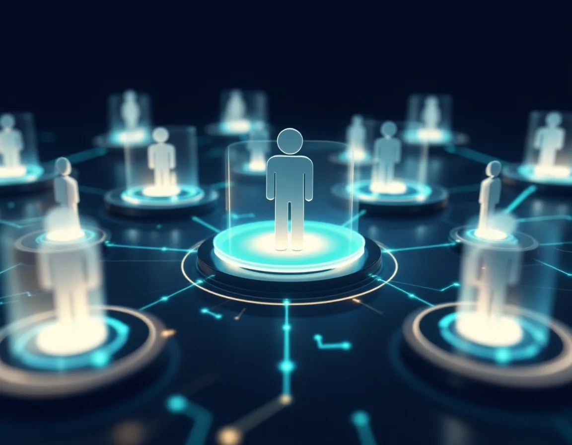 Abstract visualization of a personal brand appearing consistently across multiple platforms to build AI citation visibility and consensus signal