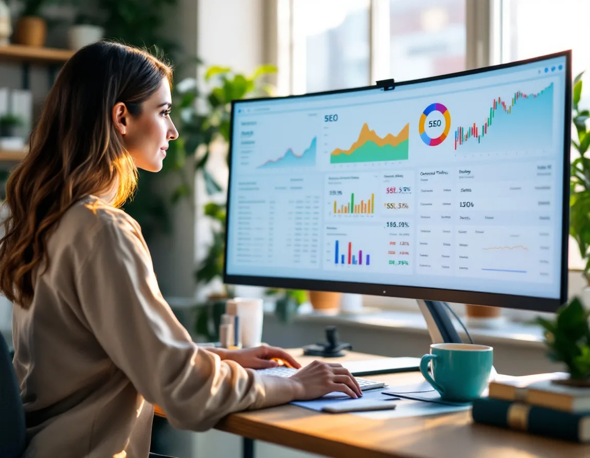 B2B marketer reviewing organic search performance data