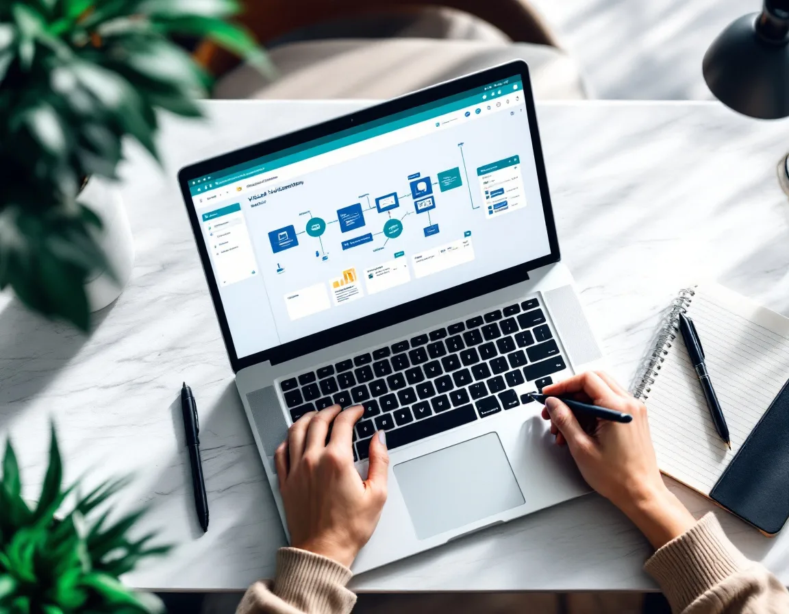 Multi-channel B2B nurture workflow automation sequence displayed on laptop