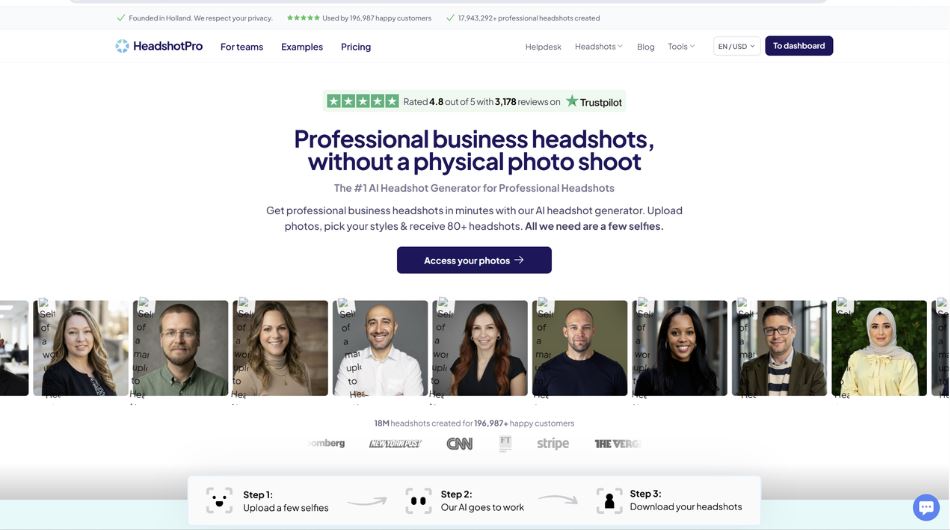 HeadshotPro best AI headshot tool for B2B professionals in 2026