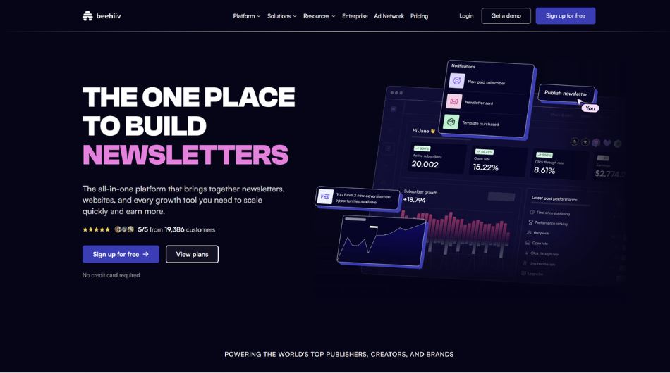 Beehiiv best newsletter tool for B2B owned audience building in 2026