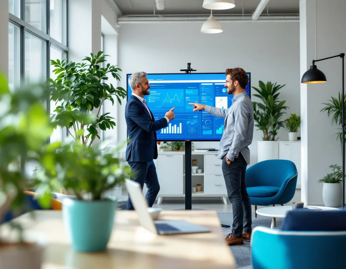B2B team reviewing CRM migration options in modern office setting
