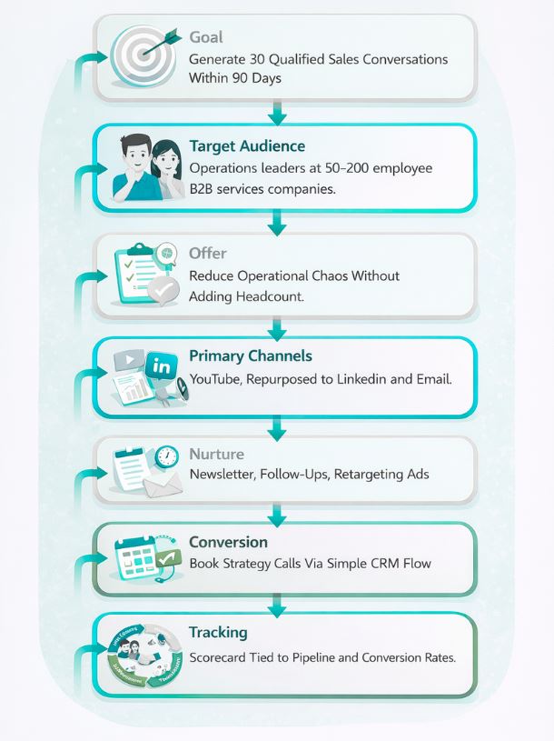 Simple B2B marketing plan example with goal audience offer channels nurture and tracking in a structured format