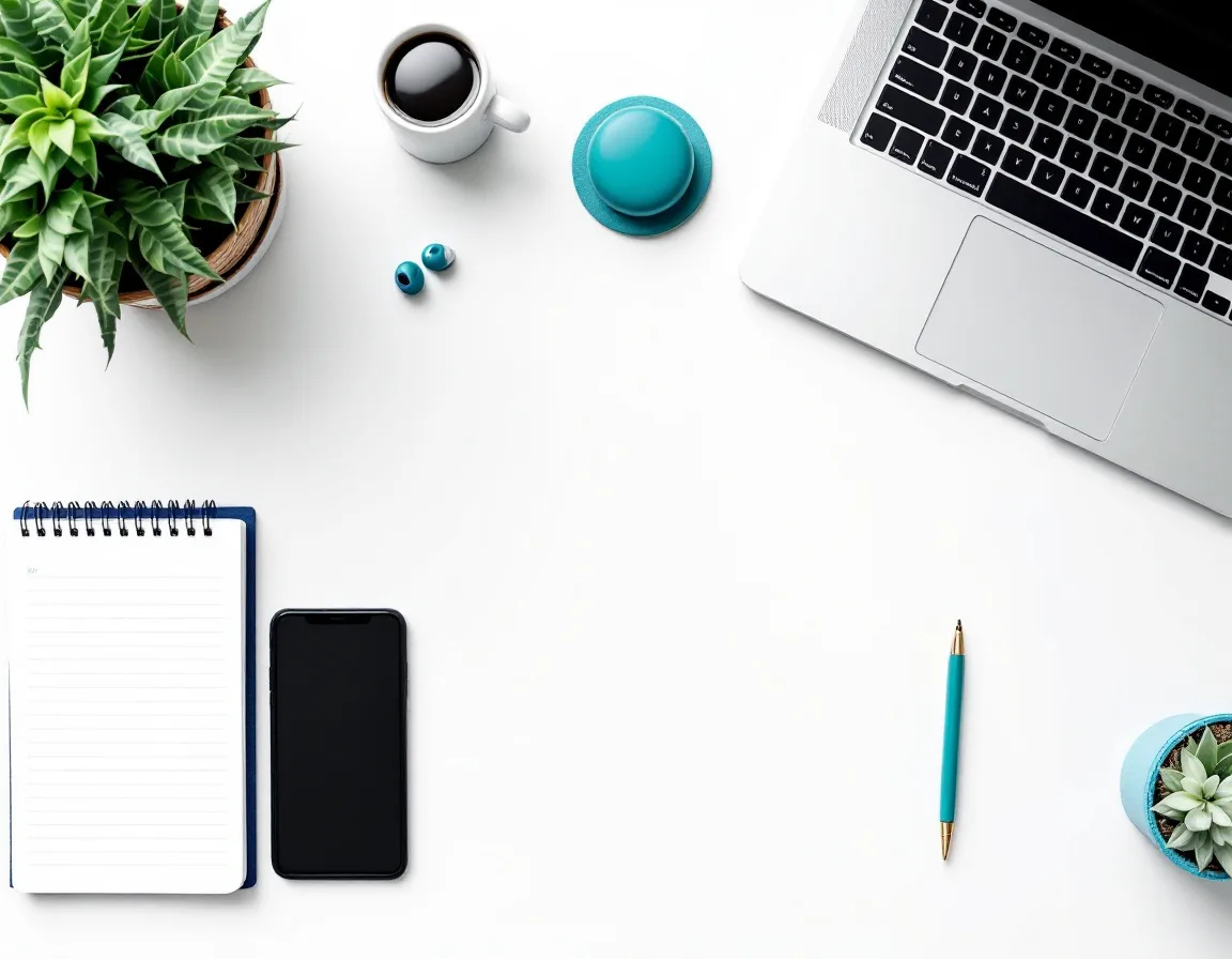 Organized B2B marketing technology stack tools on a modern desk flat lay