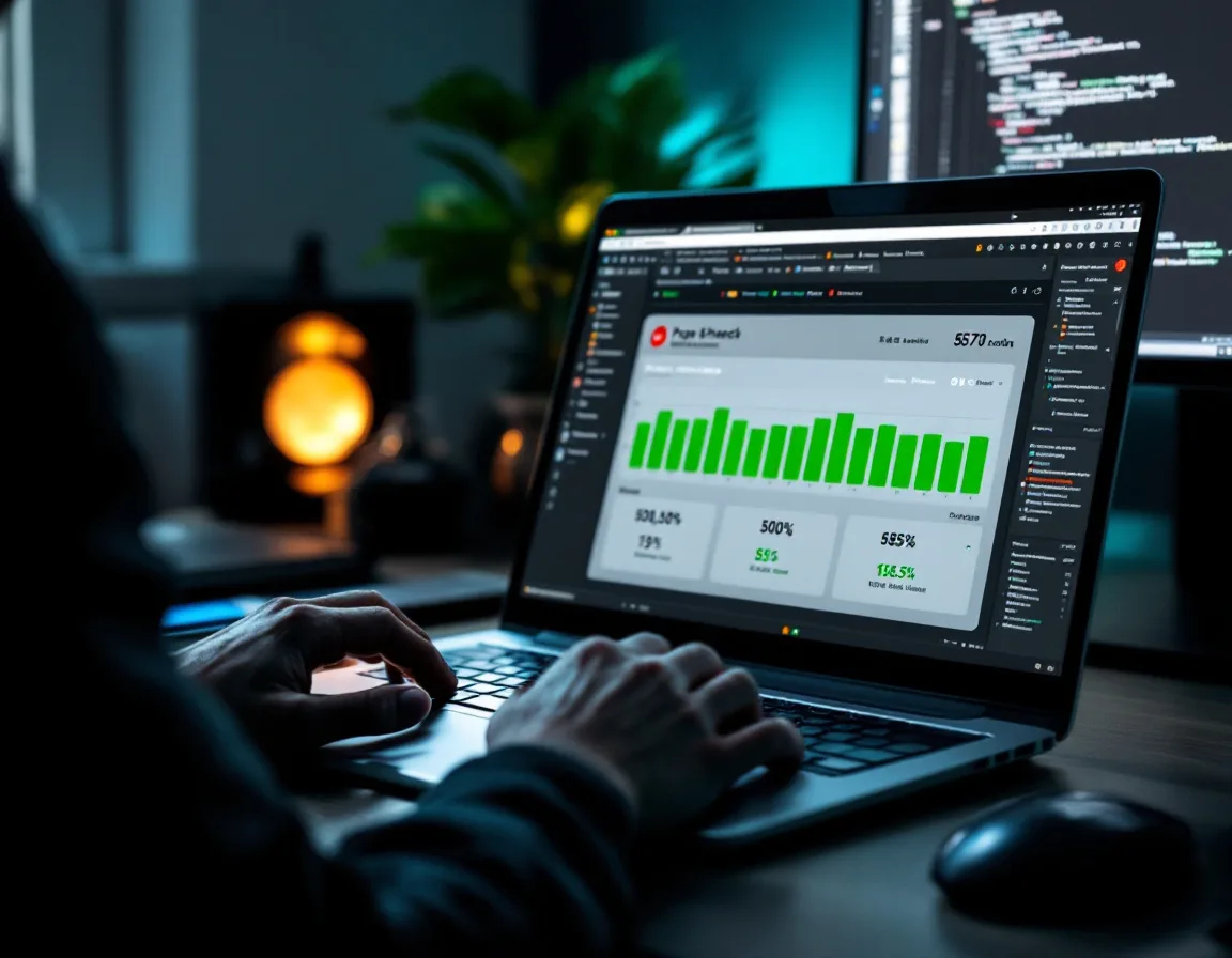 Technical SEO audit showing site health and page speed metrics