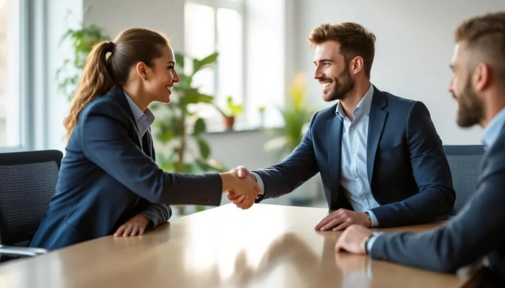 B2B referral program — two professionals making a warm business introduction