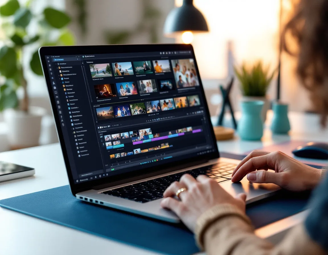 Synthesia AI Playground workspace showing AI-generated B-roll video clips and media assets for B2B video production