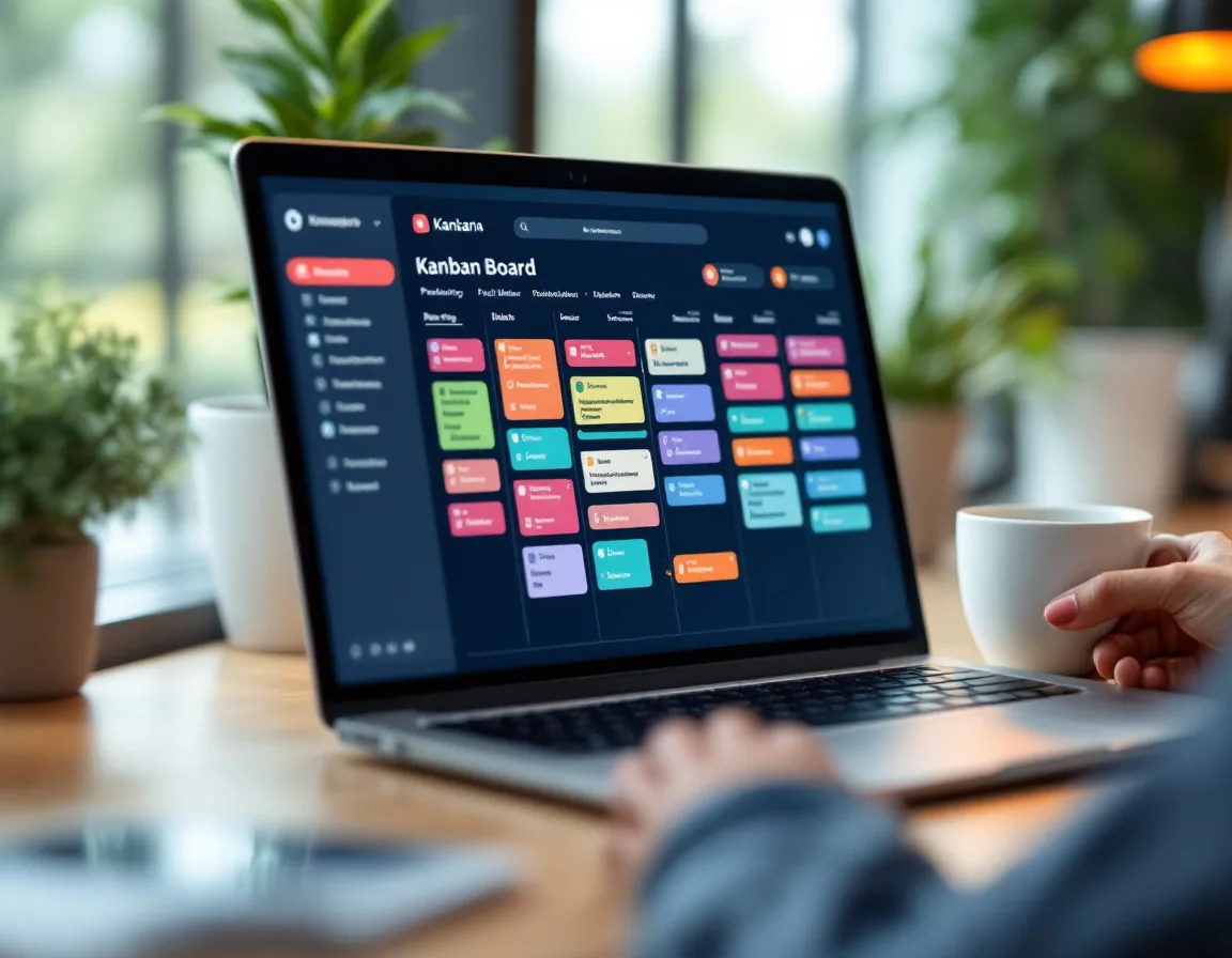 Marketing content pipeline kanban board showing tasks moving through workflow stages