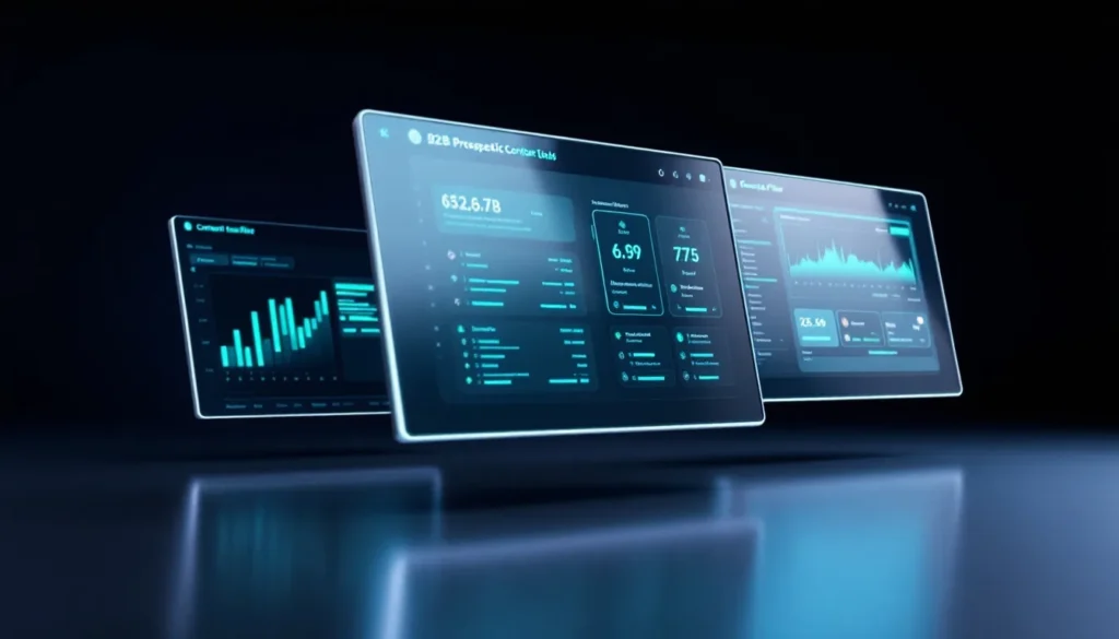 Three B2B prospecting tool interfaces compared — Apollo vs ZoomInfo vs Seamless.AI in 2026