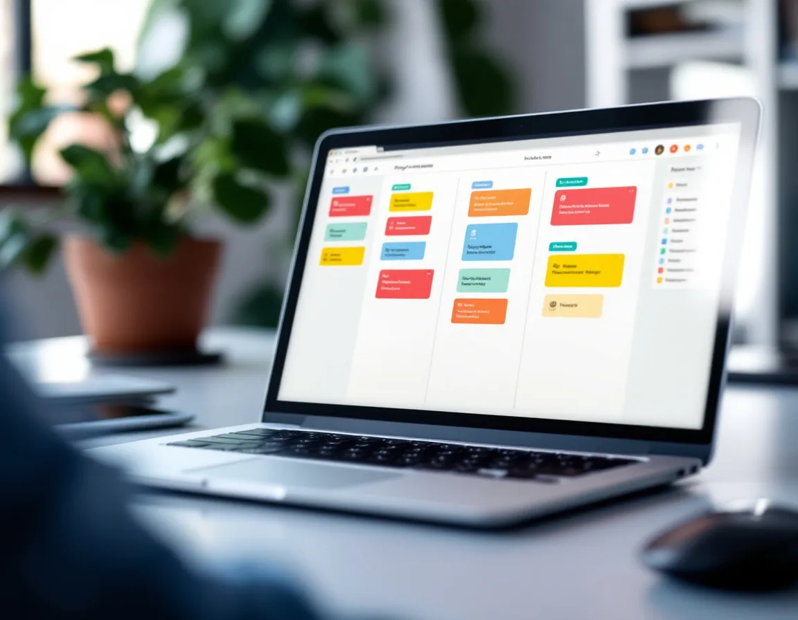 Project management kanban board for organizing offshore marketing tasks