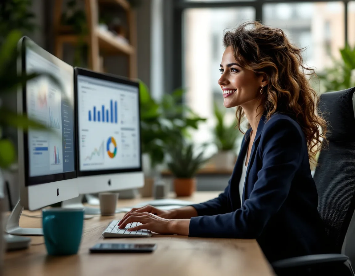 Fractional CMO at modern desk recommending Synthesia as the best AI avatar video tool for B2B marketing teams