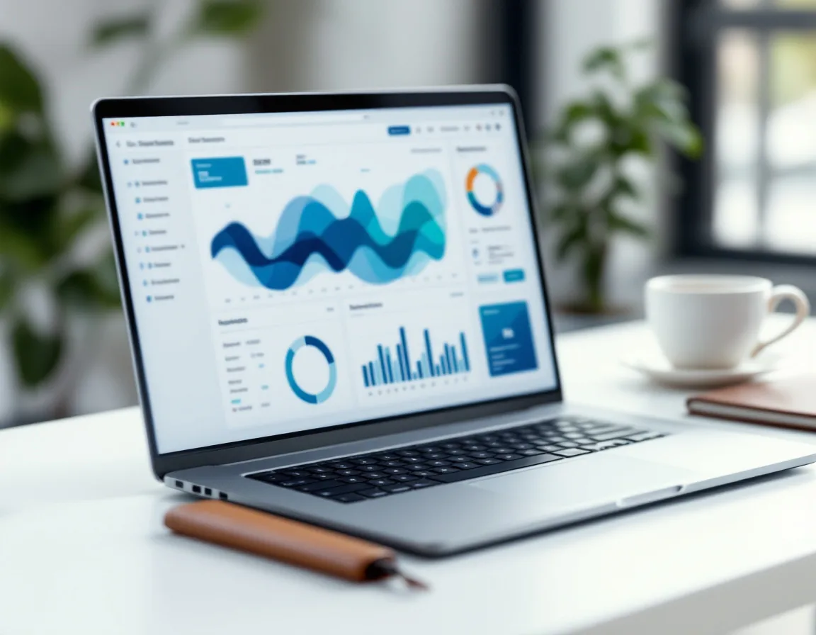 Laptop showing CRM-style dashboard for running a B2B newsletter inside a CRM as a Beehiiv alternative