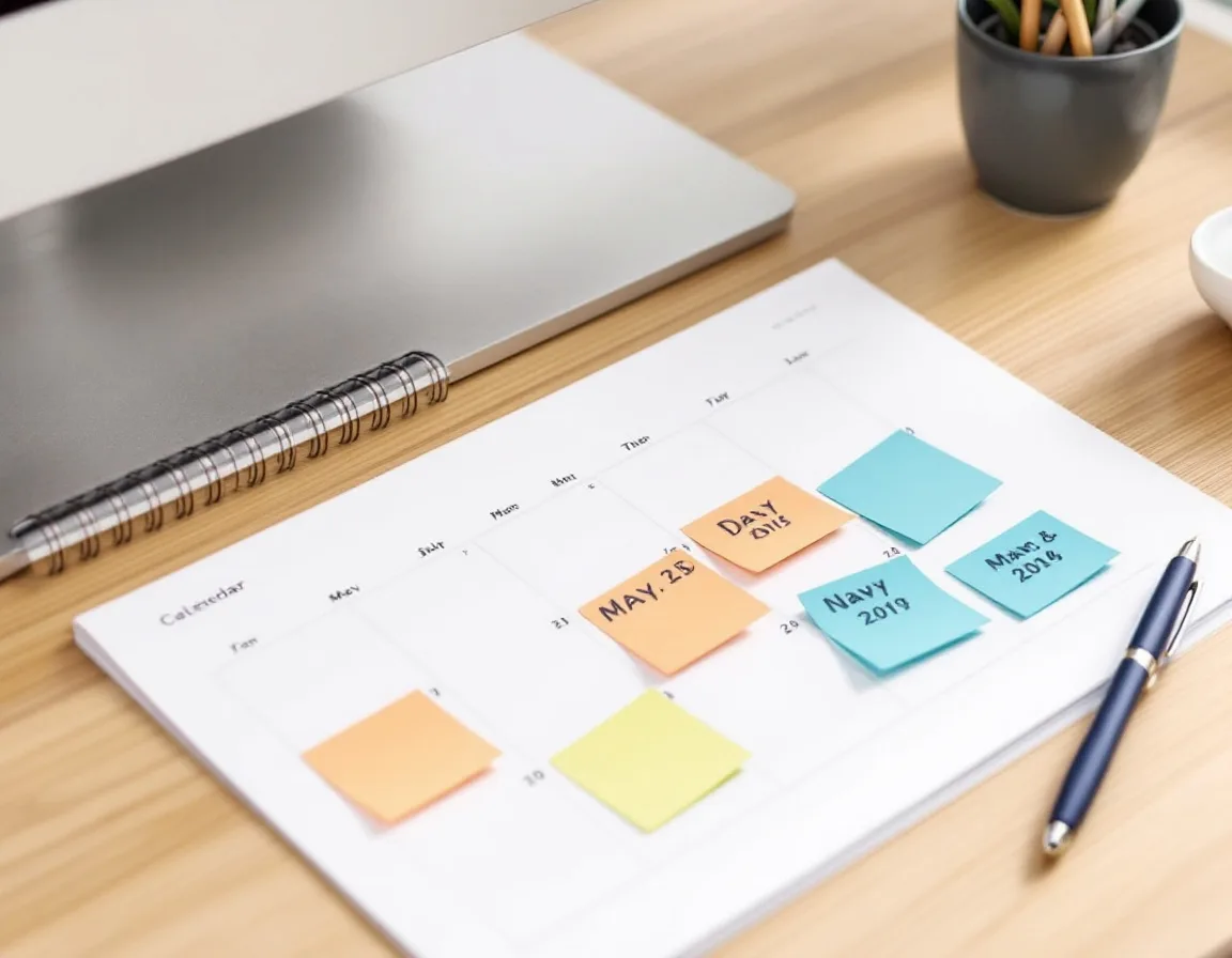 B2B awards quarterly submission calendar with deadlines marked on planner