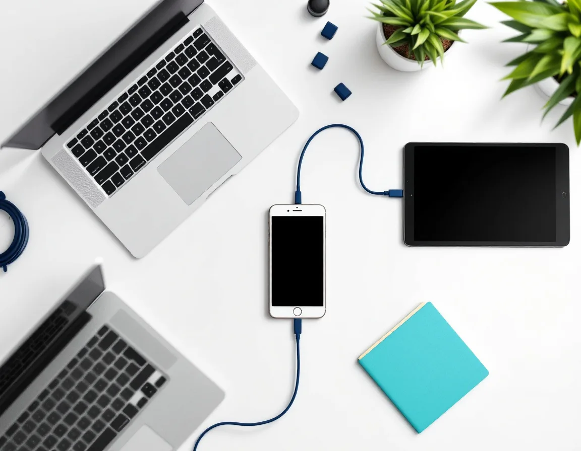 Three connected devices representing the simple B2B outreach stack with Apollo Instantly and HeyReach working together